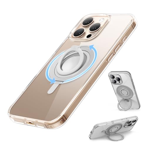 SURPHY 360° Magnetic Stand for iPhone 16 Pro Case with Finger Ring, Compatible with MagSafe, Ring Stand and Finger Ring Phone Case for 16 Pro 6.3 inch 2024, Clear - Image 1