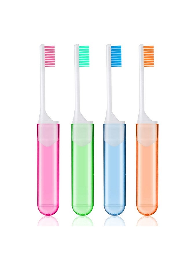 Sibba Toothbrush Covers 4 Pieces Folding Manual Toothbrushes Case Travel Kit Soft Bristles Tooth Brushes Mini Size Portable Brush Coverings Wrapped for Men Women Childrens Toddler - Image 1
