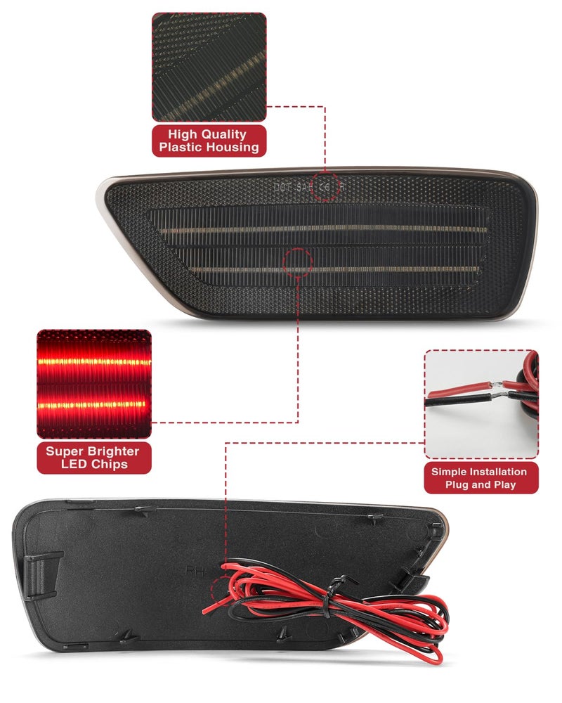 NEIFILES LED Rear Bumper Reflector Lights Compatible with Jeep Compass 2011-2017 Fog Light Assembly for Grand Cherokee 2012-2018, Patriot 2013-2017, Dodge Journey 2011-2020 Pack of 2 - Image 3