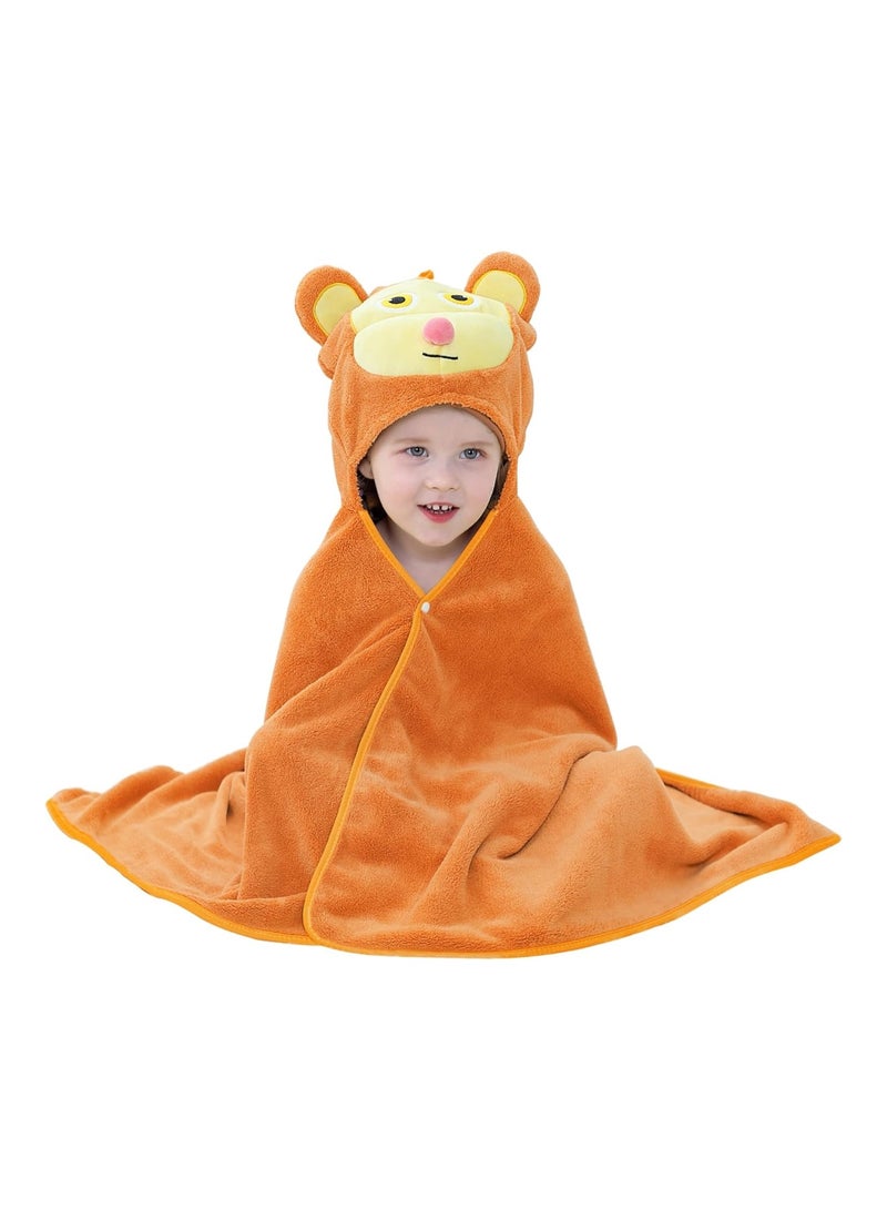 MICHLEY Unisex Hooded Baby Towel Soft Absorbent Washcloths Cartoon Beach Swimming Bathrobe 27.5" x 47" for 0-7T Toddler(Monkey) - Image 1