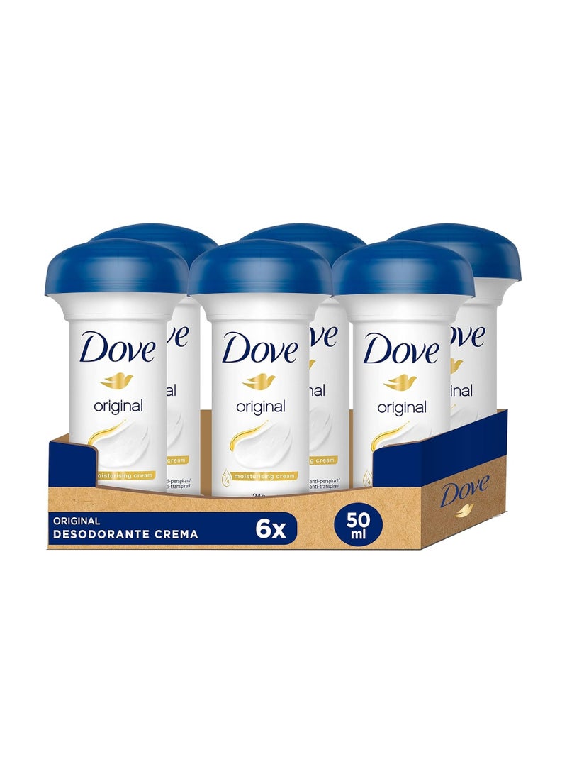 Dove Original Creme Deodorant Stick Pack of 6 x 50 ml