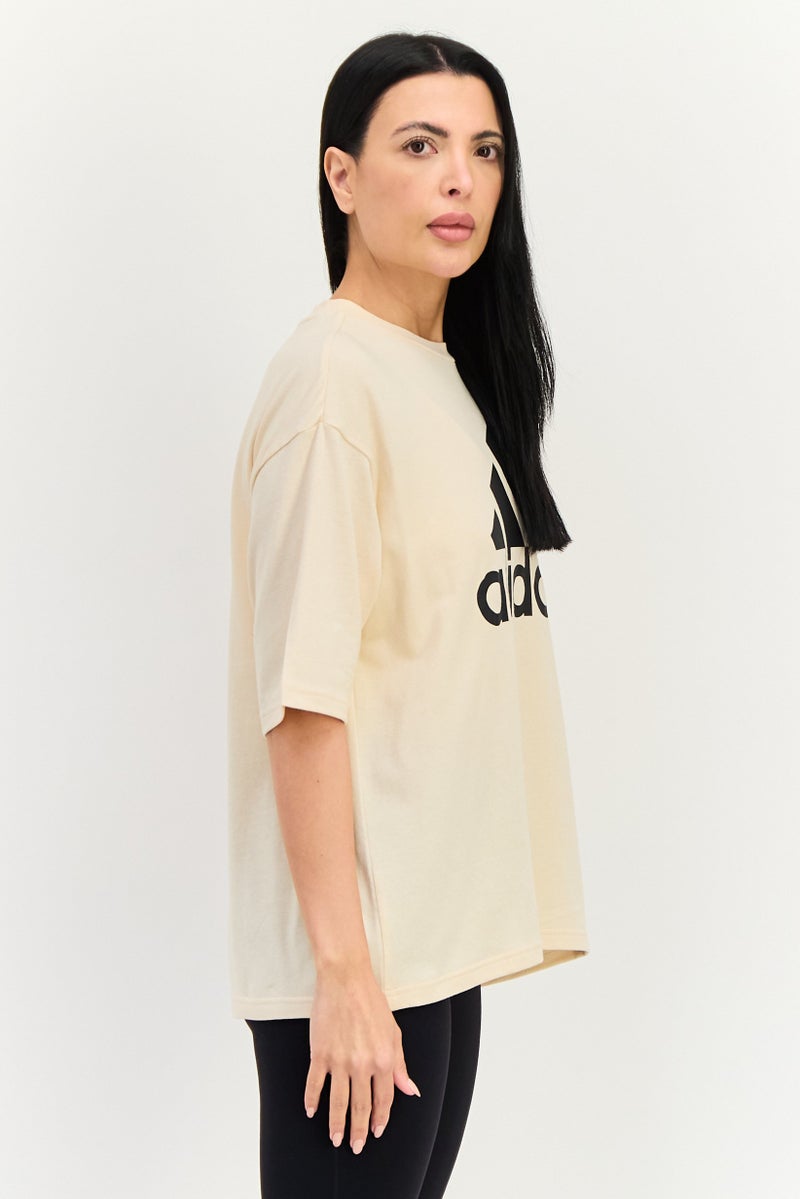 Adidas تي شيرت رياضي نسائي قصير الأكمام في الهواء الطلق، بيج - Image 3