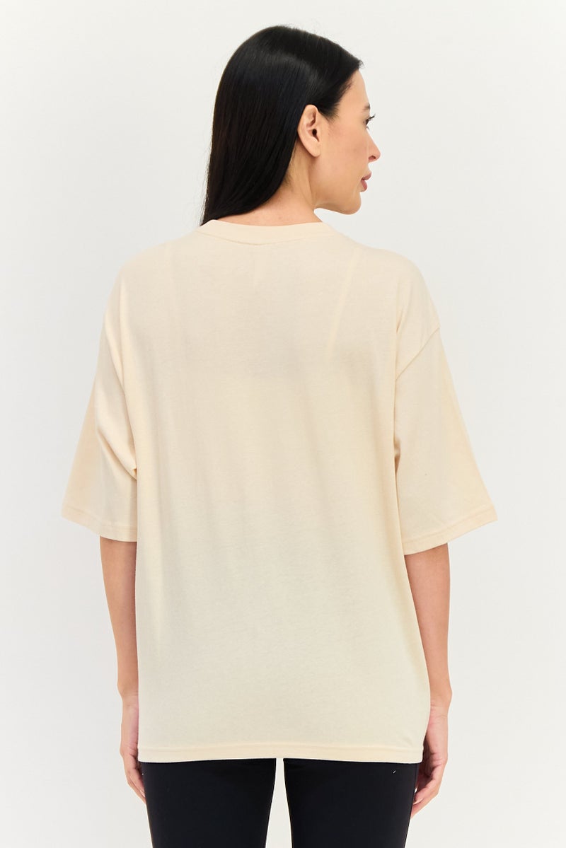 Adidas تي شيرت رياضي نسائي قصير الأكمام في الهواء الطلق، بيج - Image 2