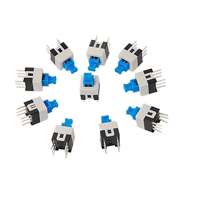 Sourcingmap 10 Pcs 7 x 7mm PCB Panel Mount Tact Tactile Push Button Switch Self Lock 6 Pin