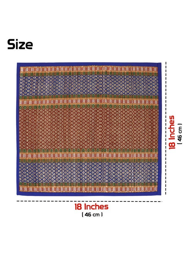 HOKIPO حصائر أرضية مصنوعة يدويًا من عشب النهر الطبيعي - مجموعة من 4، 18x18 بوصة، زرقاء (IN78-BLU*4) - Image 3