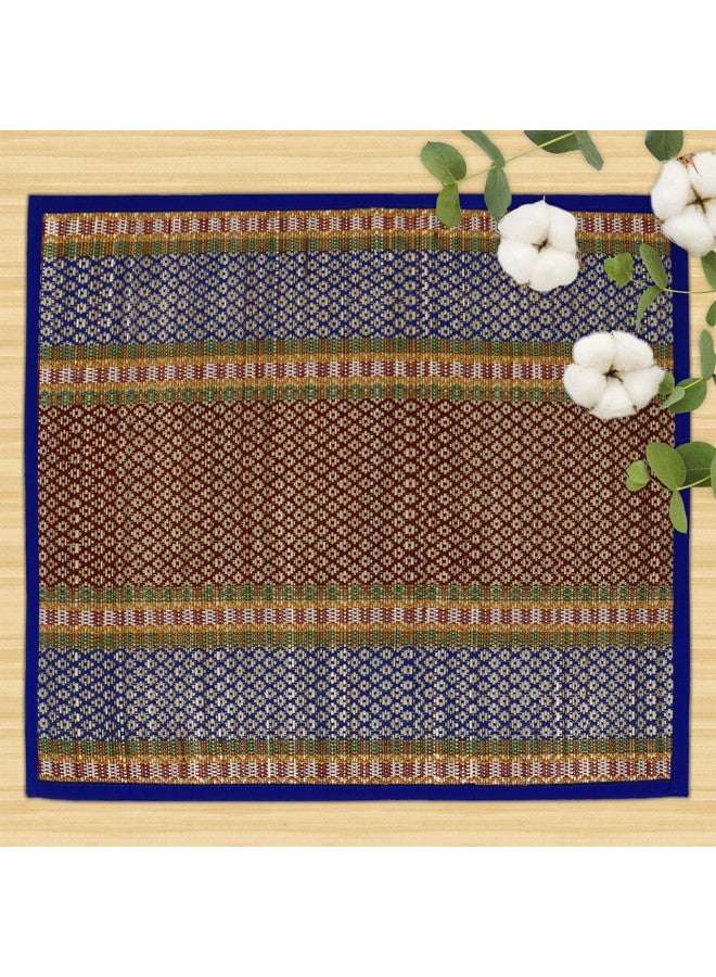 HOKIPO حصائر أرضية مصنوعة يدويًا من عشب النهر الطبيعي - مجموعة من 4، 18x18 بوصة، زرقاء (IN78-BLU*4) - Image 2