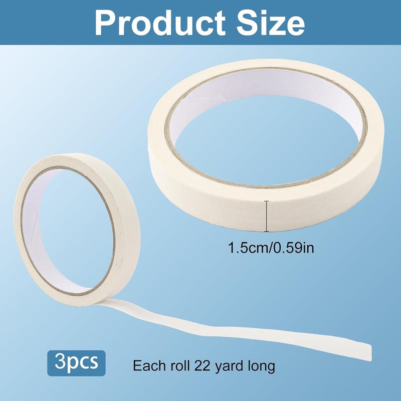 LUSTRIB 3 Rolls 22 Yards White Freezer Tape 15mm/0.6" Wide, Writable Surface Kitchen Tape Freezer Tape to Write On, Removable No Residue Freezer Tape for Food Containers Refrigerator - Image 2
