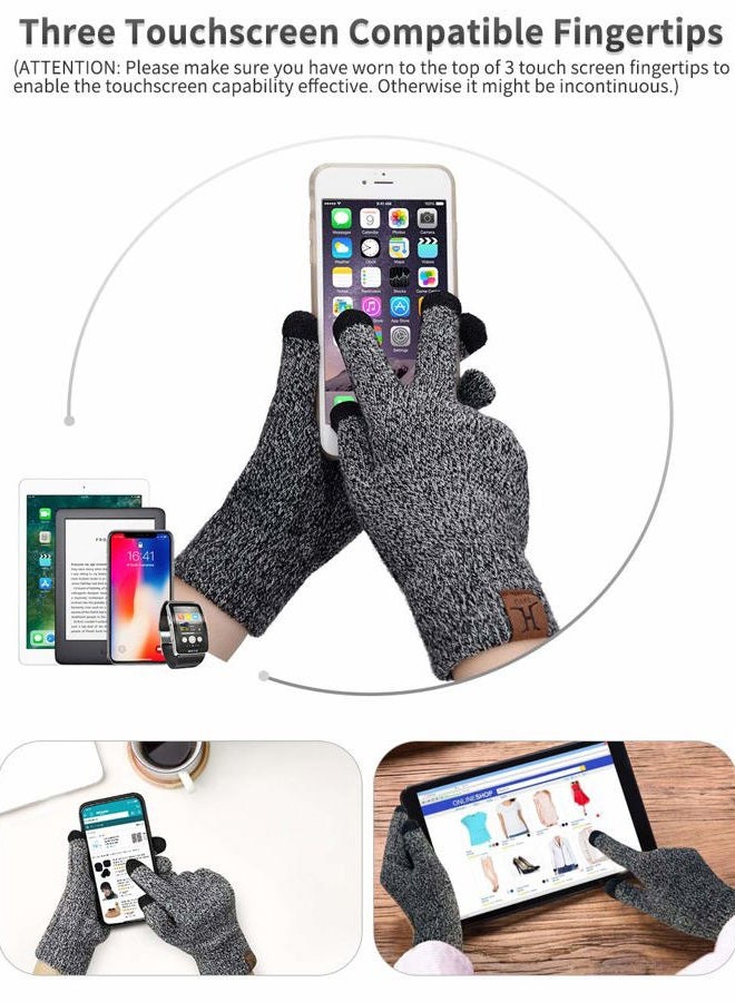 MAYLISACC 3 Pcs Knit Beanie Hat Scarf and Glove Set for Men and Women, Winter Caps Neck Warmer with Touchscreen Gloves, A Style Set -- Grey ( Beanie+scarf+gloves ), One size - Image 5