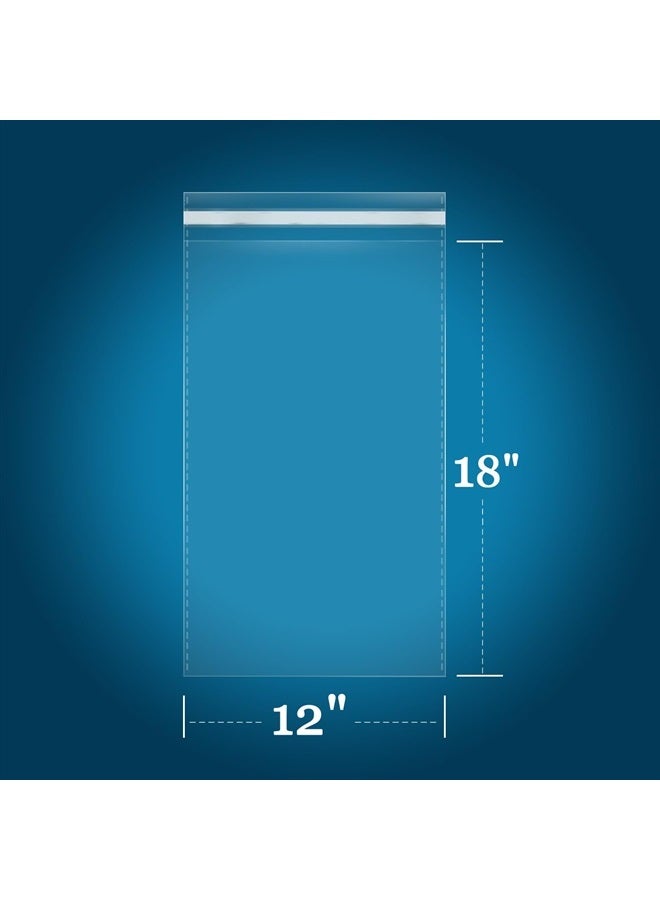 iMailer 100 Count - 12" x 18" Clear Cellophane Bags Self Seal- Cello Large Resealable Plastic Poly Bags for Clothing, T-Shirts, Pants - Image 2