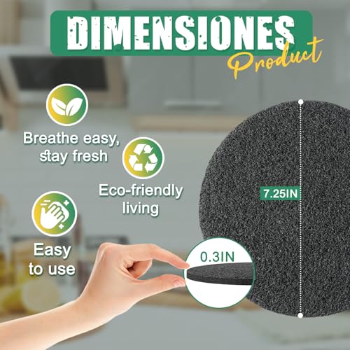 LMJP 725 Inch Charcoal Filters for 10 Pack Kitchen Countertop Compost Bins Extra Thick 03 for Longer Lasting Activated Carbon - Image 3