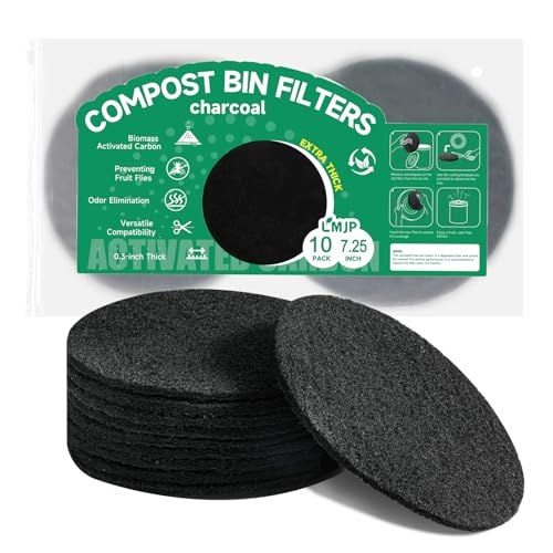 LMJP 725 Inch Charcoal Filters for 10 Pack Kitchen Countertop Compost Bins Extra Thick 03 for Longer Lasting Activated Carbon - Image 1