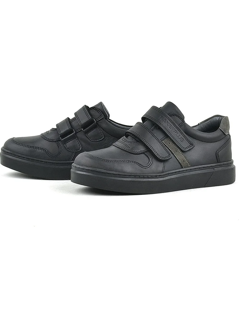 Rakerplus Genuine Leather Black Velcro Boy Sneaker