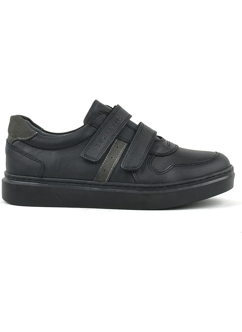 Rakerplus Genuine Leather Black Velcro Boy Sneaker