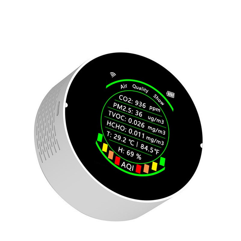 Tuya Wifi 7in1 Multifunctional Air Quality Meter PM2.5 CO2 TVOC HCHO AQI Temperature Humidity Tester Portable Color Display Carbon Dioxide Detector with Alarm Threshold Function - Image 5