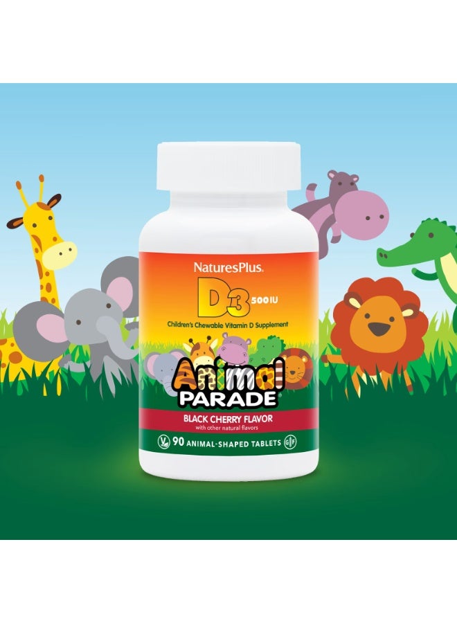 NaturesPlus Animal Parade Vitamin D3 Black Cherry 12.5 mcg (500 IU), 90 Animal-Shaped Tablets - Image 5