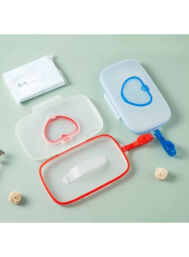 علبة مناديل مبللة محمولة على شكل قلب باللون الأحمر، بغطاء يفتح بالضغط، مصنوعة من البولي بروبيلين المتين، منظم سفر - Image 5