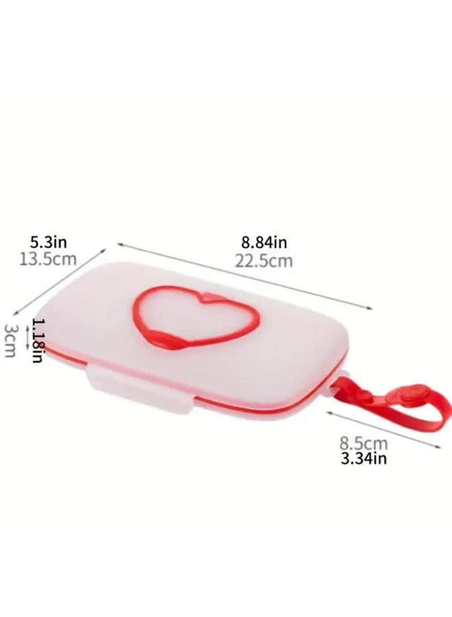 علبة مناديل مبللة محمولة على شكل قلب باللون الأحمر، بغطاء يفتح بالضغط، مصنوعة من البولي بروبيلين المتين، منظم سفر - Image 3