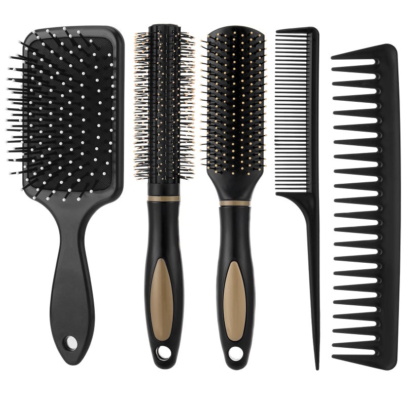 ProSuites 5Pcs Hair Brushes for Women Hair Comb Set Detangler Brush for Men and Women Wet, Dry, Curly and Straight Hair - Image 1