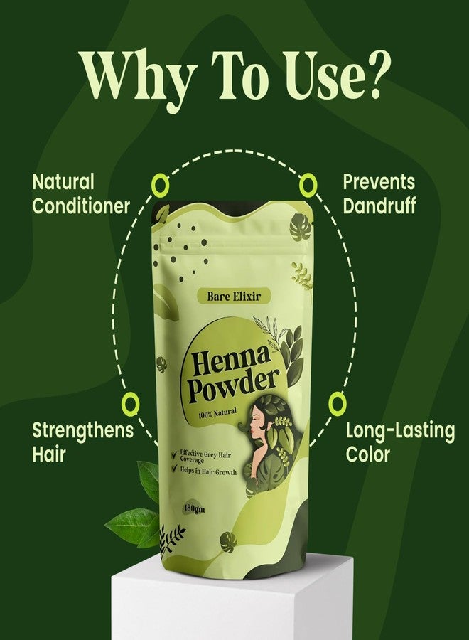 Bare Elixir 100% Natural Organic Henna Powder for Hair - 180g | Promotes Hair Growth, Effective Grey Hair Coverage, Deep Conditioning & Nourishment | Chemical-Free, Safe for All Hair Types - Image 3