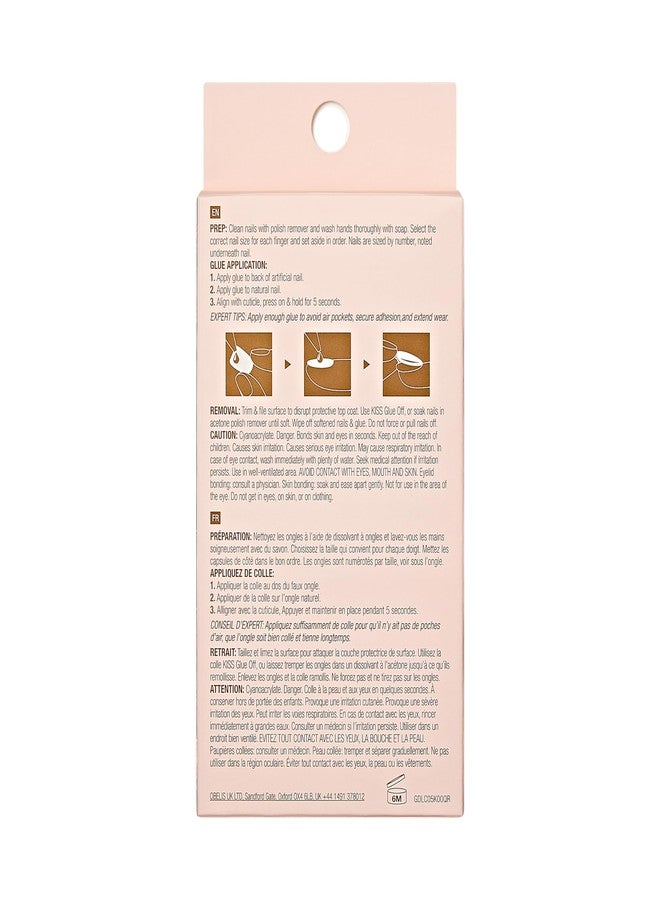 Goldfinger Gold Finger False Nails Gel Glam Design Full Cover Fake Nails, Long Length (2 PACK) - Image 5