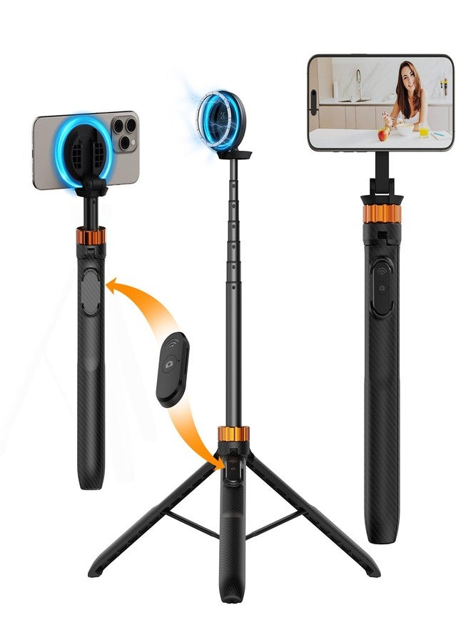 K&F Concept 63'' Magnetic Selfie Stick Tripod, Lightweight Cellphone Stand with Wireless Remote, Compatible with iPhone 17 Pro Max/16/15/14/13/12 Series and All Phones - Image 1