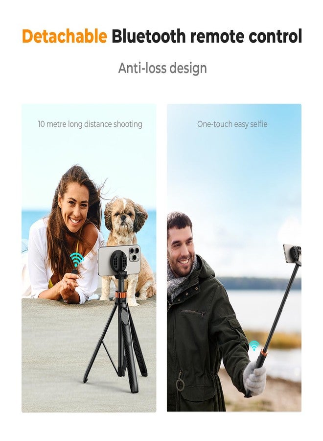 K&F Concept 63'' Magnetic Selfie Stick Tripod, Lightweight Cellphone Stand with Wireless Remote, Compatible with iPhone 17 Pro Max/16/15/14/13/12 Series and All Phones - Image 4