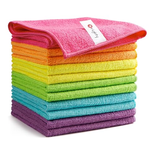 Orighty Microfiber Cleaning Cloth Pack of 12, Microfiber Towels for Cars, Highly Absorbent Car Cleaning Supplies, Lint Free Cloths Clean Rags for Car Care, House, Kitchen, 12x12 inch - Image 1