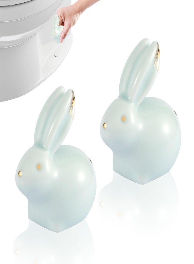 PEUTIER 2pcs Toilet Bolt Caps, Rabbit Shape Ceramic Toilet Bolt Covers Hidden Toilet Screw Cover Caps Decorative Toilet Bolt Caps Animals for Bathroom Toilet Decoration (Female Rabbit) - Image 1