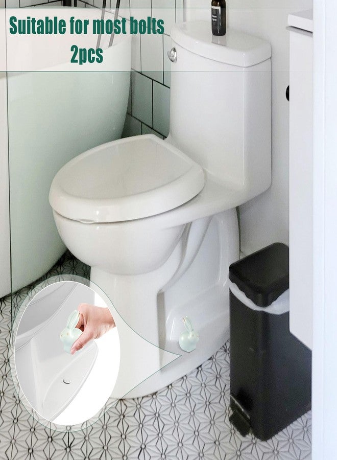 PEUTIER 2pcs Toilet Bolt Caps, Rabbit Shape Ceramic Toilet Bolt Covers Hidden Toilet Screw Cover Caps Decorative Toilet Bolt Caps Animals for Bathroom Toilet Decoration (Female Rabbit) - Image 5