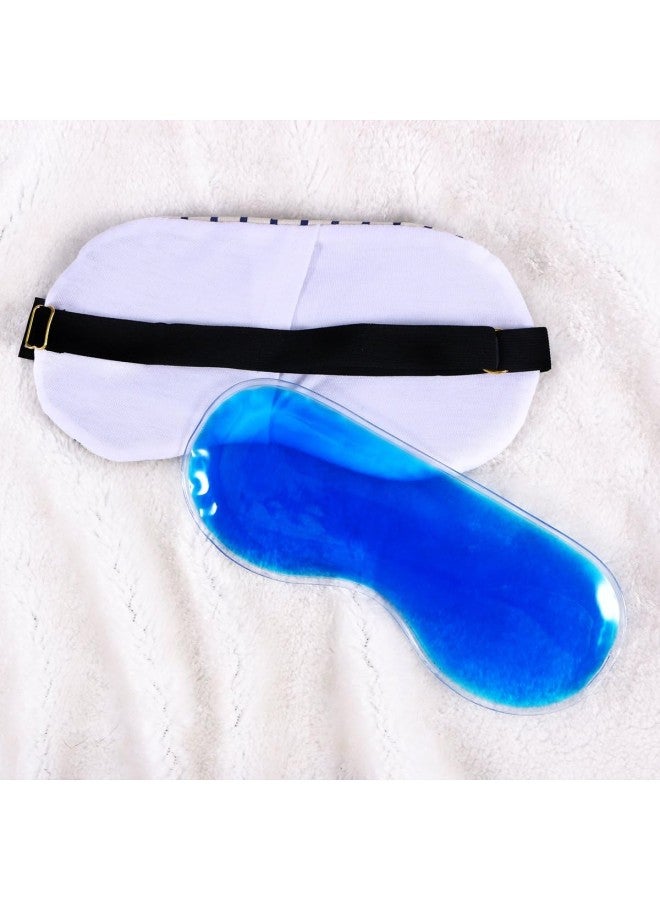 klarako Sleep Mask Cotton and Linen Eye Sleeping Mask Blinder Patch Adjustable Strap Eyeshade with Cold/Hot Gel for Stress Relief Eliminate Puffy Eye Headache(Stripes)