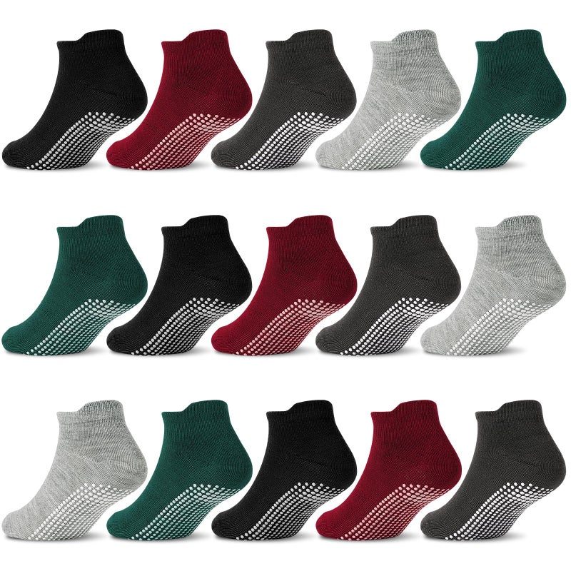 GRPSKCOS Non Slip Toddler Socks 15 Pairs Toddler Grip Anti Skid Low Cut Socks for Boys Girlsï¼ˆ#2 Multicolor, 1-3Tï¼‰ - Image 1