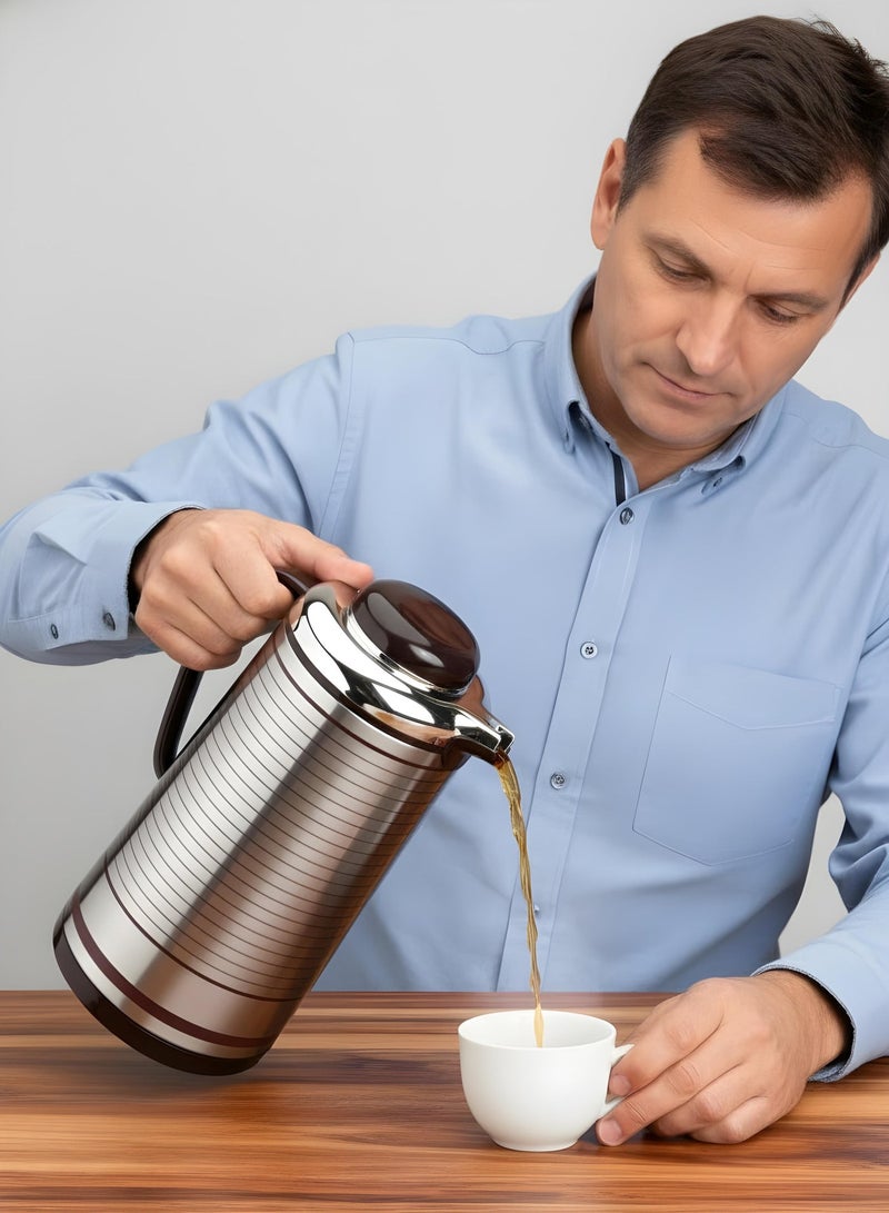 Badraig Thermos For Tea And Coffee Brown/Black/Silver Big & Small 1 , 1.3 , 1.6 , 1.9 L - Image 2