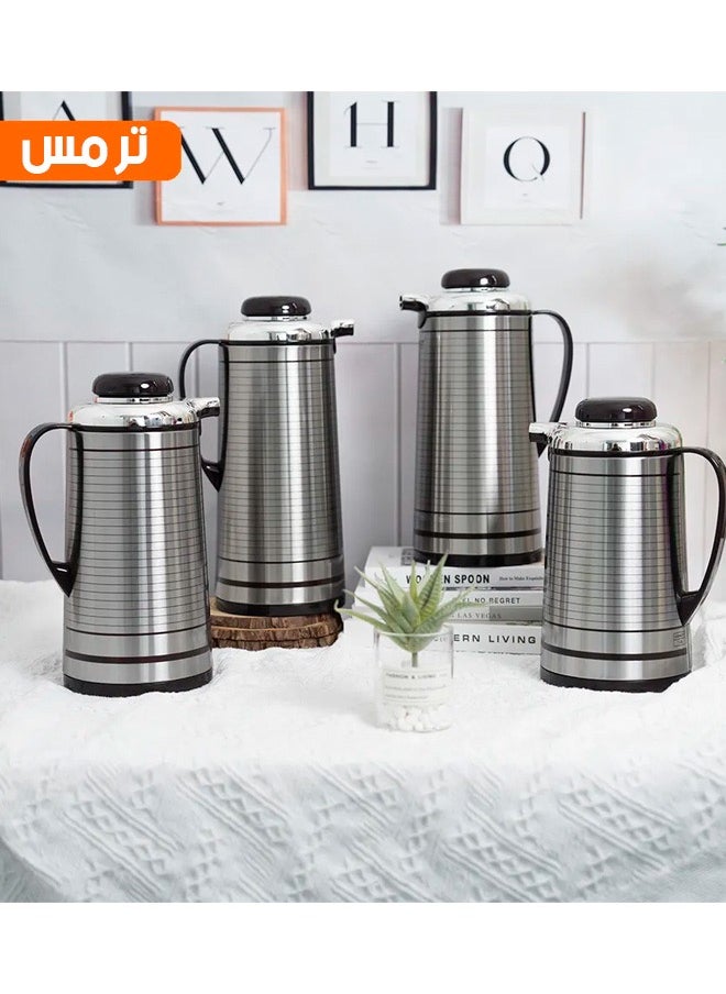 بادريق - ترمس للشاي و القهوة بني/فضي مقاسات كبيرة و صغيرة 1 لتر | 1.3 لتر | 1.6 لتر | 1.9 لتر - Image 1