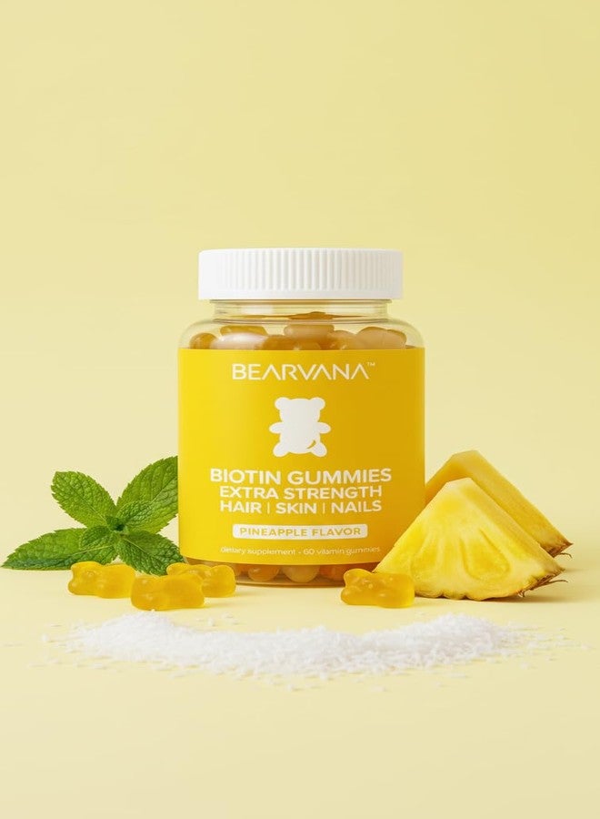 BEARVANA Biotin Gummies Extra Strength | Hair Skin & Nails Vitamins with Biotin, Vitamin C, E, B6 & B12 | Vegan Gummy Vitamins | Pineapple Flavor | 60 Gummies - Image 3