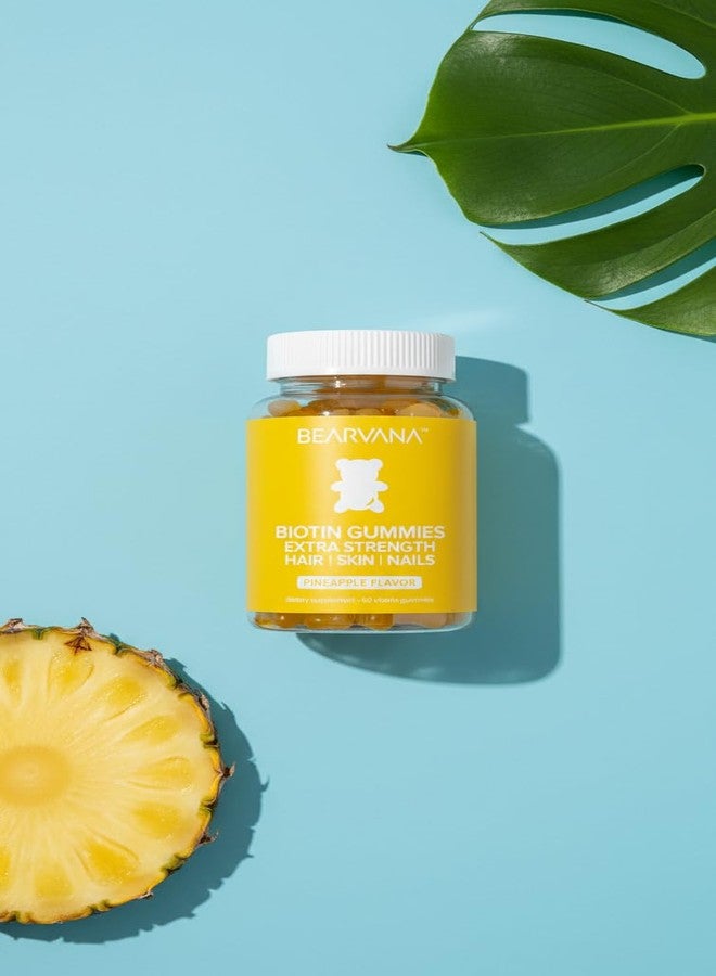 BEARVANA Biotin Gummies Extra Strength | Hair Skin & Nails Vitamins with Biotin, Vitamin C, E, B6 & B12 | Vegan Gummy Vitamins | Pineapple Flavor | 60 Gummies - Image 2