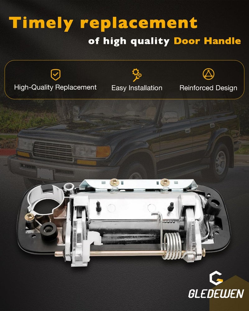 Gledewen Chrome Exterior Door Handle Set (4PCS), Compatible with 1990-1998 Toyota Land Cruiser 80 Series / Lexus LX 450, Outer Front & Rear Left Driver & Right Passenger w/ key hole, OE# 6921060010 6922060010 - Image 5
