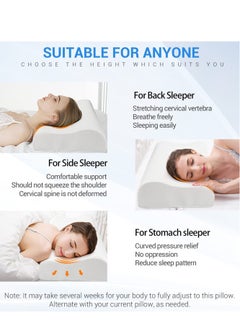 ELTRAZONE Memory Foam Pillow, Findigit Cervical Neck Support Pillow for Sleeping, Contour Ergonomic Orthopedic Pillow for Back, Side Sleeper (White)  - Image 4