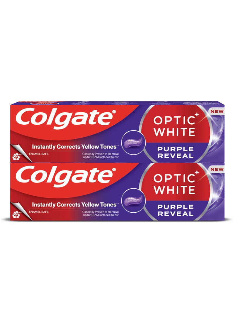 Colgate Optic White Purple Reveal Whitening Toothpaste  Pack of 2 - Image 1