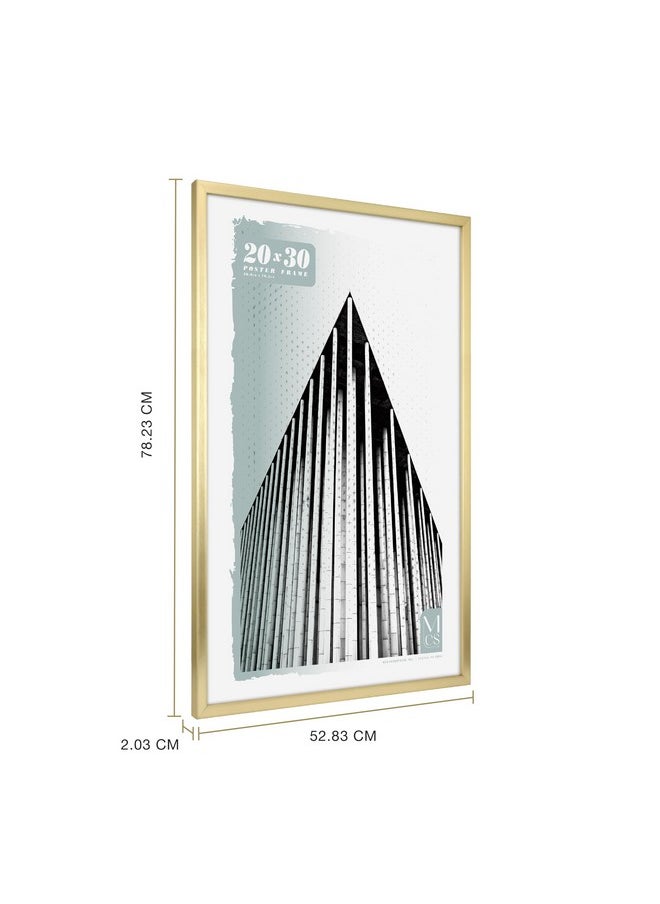 MCS MCS Foundation 20x30 Poster Frame Traditional Brass, Vertical & Horizontal Wall Hanging Large Picture Frame for Photos, Posters & Art Prints (1-Pack)  - Image 3