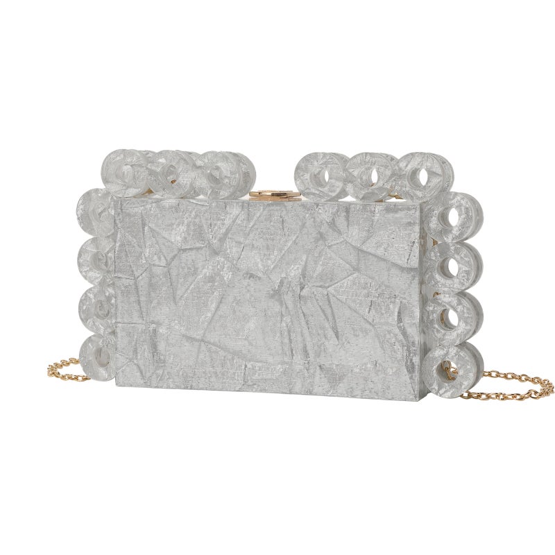 New Women'S Fashion Acrylic Evening Bag Wedding Dress Bag Marble Circle Evening Bag - Image 3