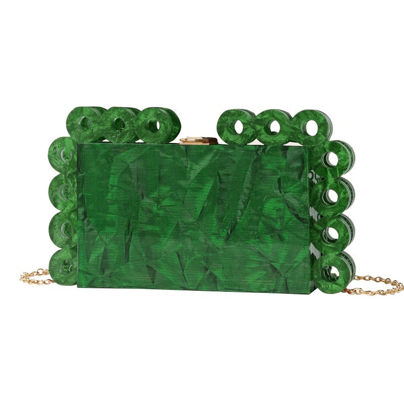 New Women'S Fashion Acrylic Evening Bag Wedding Dress Bag Marble Circle Evening Bag - Image 1