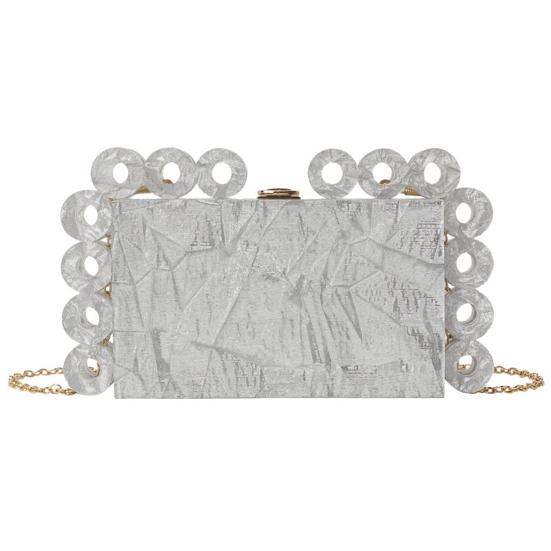 New Women'S Fashion Acrylic Evening Bag Wedding Dress Bag Marble Circle Evening Bag - Image 2