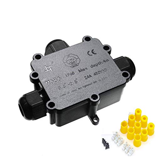 ILSSLI Junction Box Outdoor Waterproof IP68 3 Way Plug Line M25 Coaxial Cable Connector Wire Range 4 to14mm Electrical External Power Cord Junction Boxes - Image 2