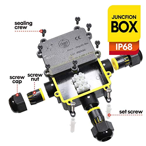 ILSSLI Junction Box Outdoor Waterproof IP68 3 Way Plug Line M25 Coaxial Cable Connector Wire Range 4 to14mm Electrical External Power Cord Junction Boxes - Image 3