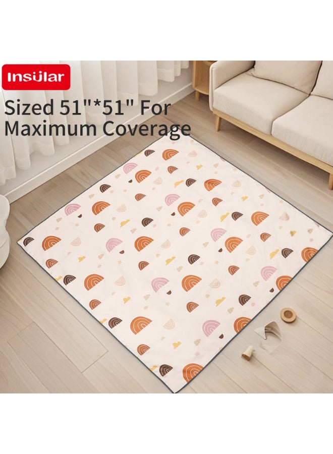 انسولار سجادة قابلة للمسح للأطفال، مناسبة للكرسي المرتفع أسفلها، مقاومة للماء وقابلة للغسل ومضادة للانزلاق، لون قوس قزح بوهو (متعدد الألوان) - Image 2