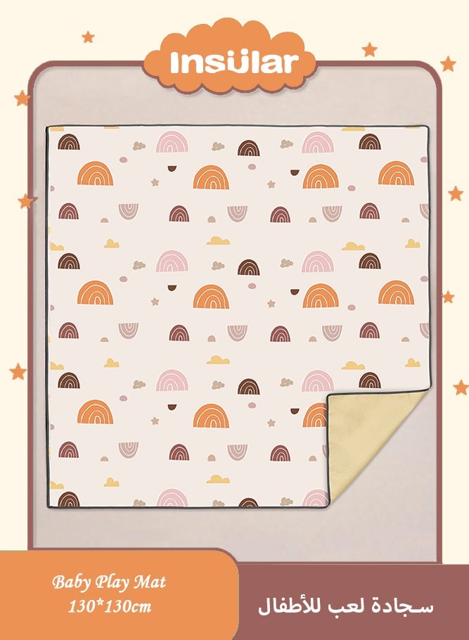 انسولار سجادة قابلة للمسح للأطفال، مناسبة للكرسي المرتفع أسفلها، مقاومة للماء وقابلة للغسل ومضادة للانزلاق، لون قوس قزح بوهو (متعدد الألوان) - Image 1