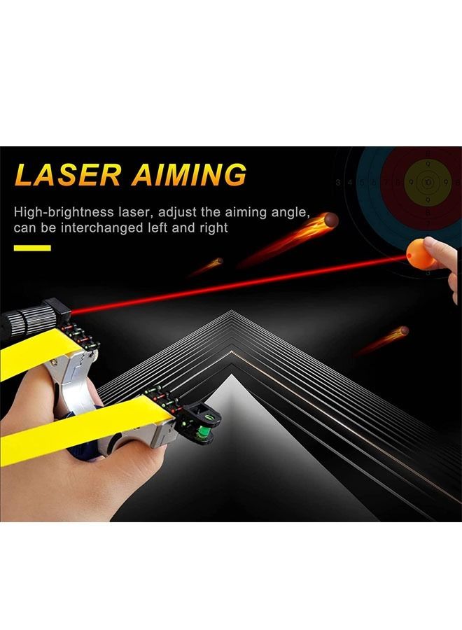 Rock Pow Hunting Slingshots Set, Professional Laser Slingshot for Outdoor Hunting,Adult high-speed catapult slingshot,100 Ammo Balls and 2 Rubber Bands. - Image 5