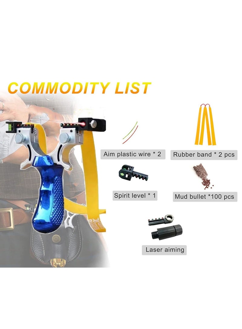 Rock Pow Hunting Slingshots Set, Professional Laser Slingshot for Outdoor Hunting,Adult high-speed catapult slingshot,100 Ammo Balls and 2 Rubber Bands. - Image 2