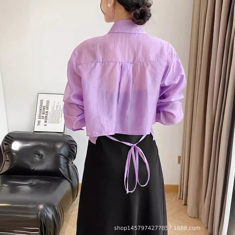 2024 New Tencel Thin Sun Protection Long Sleeve Shirt Women Summer Design Back Tie Open Front Cardigan - Image 4