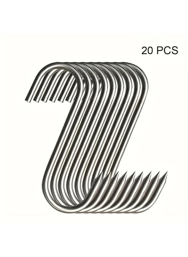 20pcs Heavy Duty Stainless Steel Meat Hooks Curved Butcher Hanging Commercial Rust Resistant - Image 2